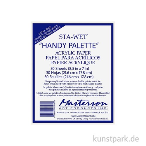 Masterson Sta-Wet Handy - Acrylic Paper, 30 Blatt, 21,6 x 17,8 cm