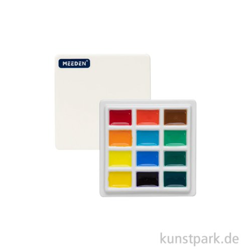 Meeden Porzellanpalette - Eckig, 12 Mischmulden + Deckel, 9 x 9 cm