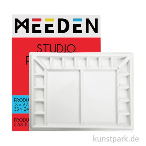 Meeden Porzellanpalette - Eckig, 17 Mischmulden, XL, 25 x 33 cm