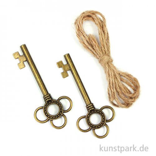 Metallcharms Vintage - Schlüssel, 2 Stück sortiert