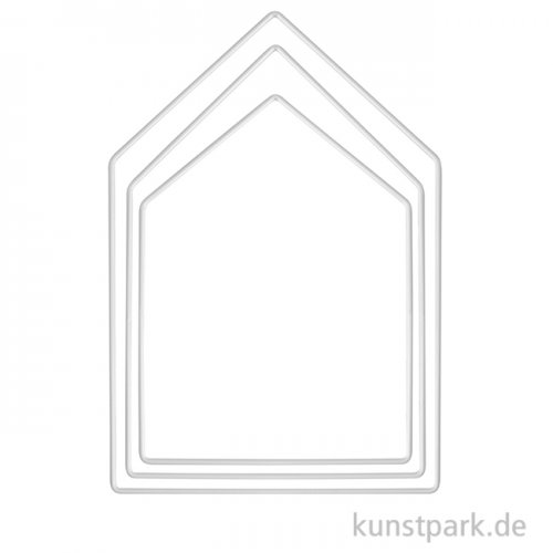 Metallringe Häuser, Weiß, je 1 x 19 cm + 23 cm + 27,5 cm, 3 Stück