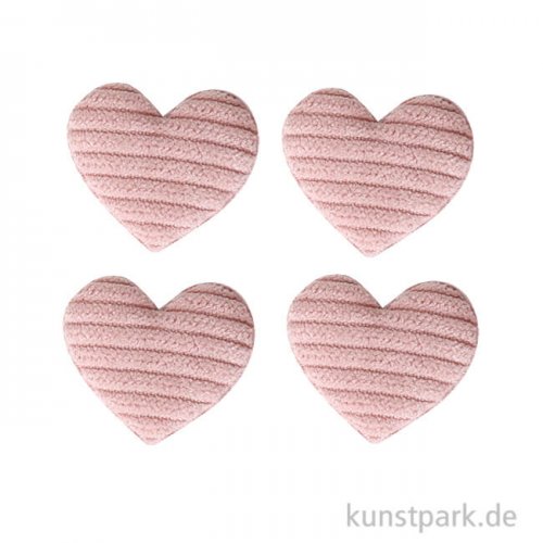 Mini Kissen Stoff-Herz, Rosa, 3,5 cm, 4 Stück