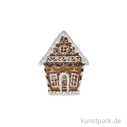 Mini-Lebkuchenhaus, Keramik, Braun-Weiß, 5,5 x 2,8 x 7 cm