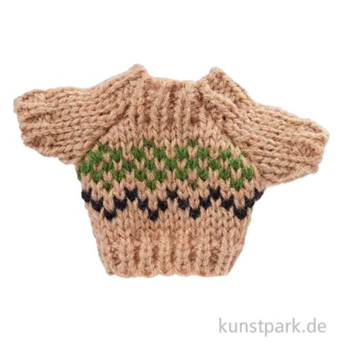 Mini-Pullover, Natur Gemustert, 3,5 x 5 cm