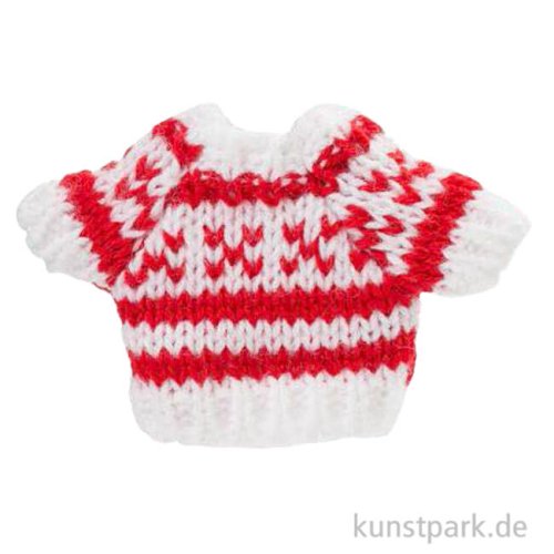 Mini-Pullover, Rot Weiß, 3,5 x 5 cm