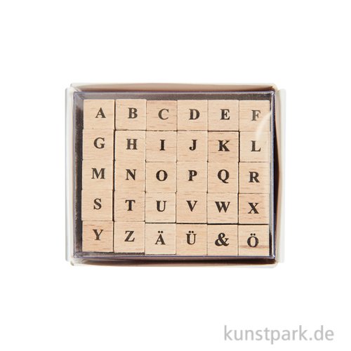 Mini Stempelset - Buchstaben A-Z mit 30 Holzstempeln