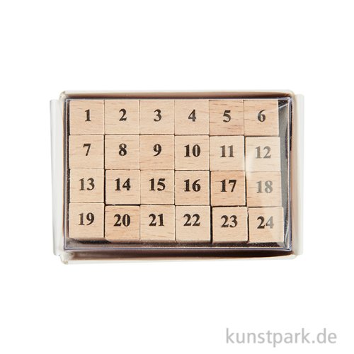Mini Stempelset - Zahlen 1-24 mit 24 Holzstempeln