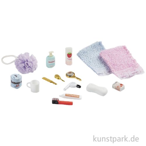Miniatur Badezimmer-Set, Accessoires, 15-teilig
