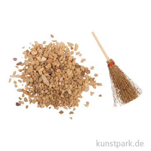 Miniatur Deko Set, Besen + Kies, 8,6 cm