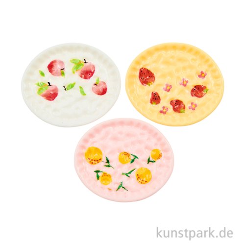 Miniatur Geschirr, bemalte Teller, 3 Stück