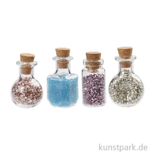 Miniatur Gläser mit Zauberstaub, 4 Stück, 2,7 cm