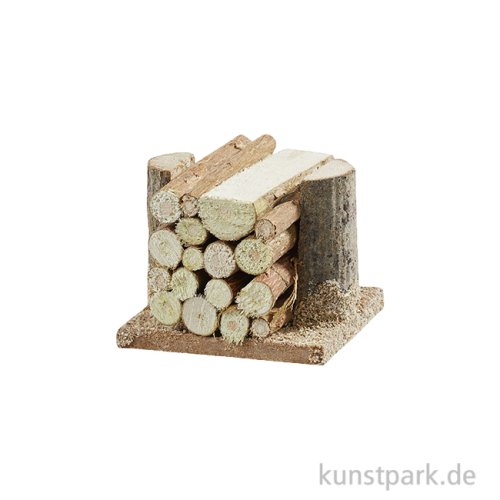 Miniatur Holzstoß, Natur, 4 cm