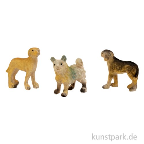 Miniatur Hunde, 3,1 cm, 3 Stück sortiert