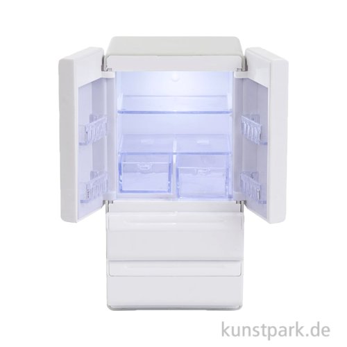 Miniatur Kühlschrank mit Beleuchtung, Weiß, 12 x 6,3 x 5,5 cm