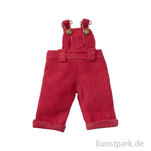 Miniatur Latzhose, Rot, Cord, 8,5 x 4 cm
