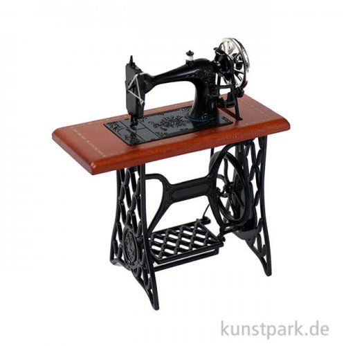 Miniatur Nähmaschine auf Tisch, Schwarz, 10 x 8,5 x 3,5 cm