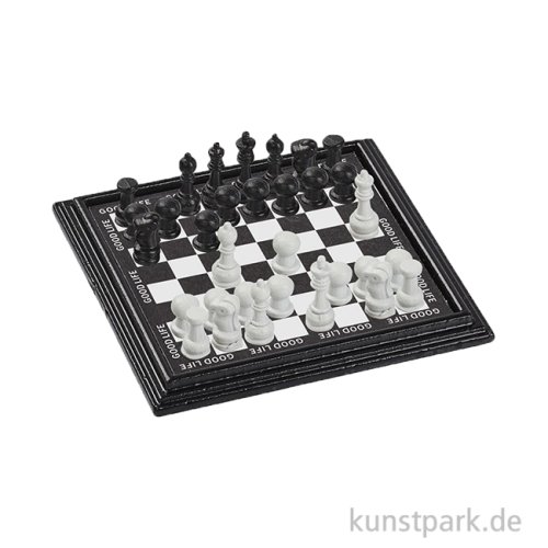 Miniatur Schachspiel mit 32 Figuren, 4,7 x 0,8 cm