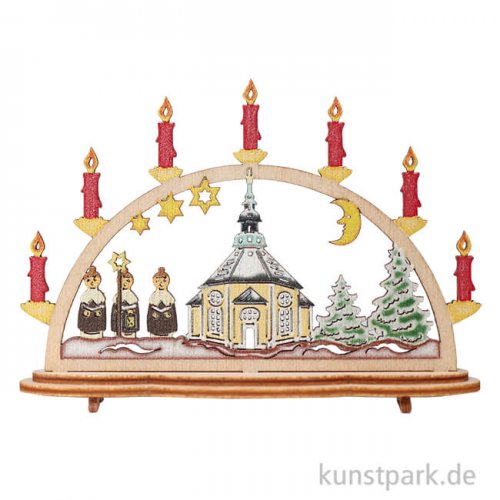 Miniatur Schwibbogen mit Kirche, Holz, 5 x 3,5 cm