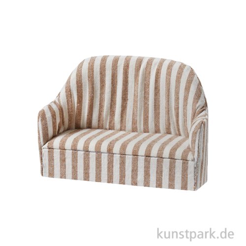 Miniatur Sofa, Braun Weiß, 11,5 x 4,5 x 8 cm