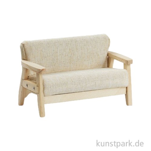 Miniatur Sofa Modern, Creme, 8,5 x 4,8 x 5,5 cm