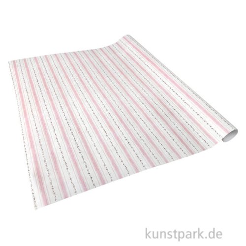 Miniatur Tapete mit Streifen, Rosa Weiß, 50 x 30 cm