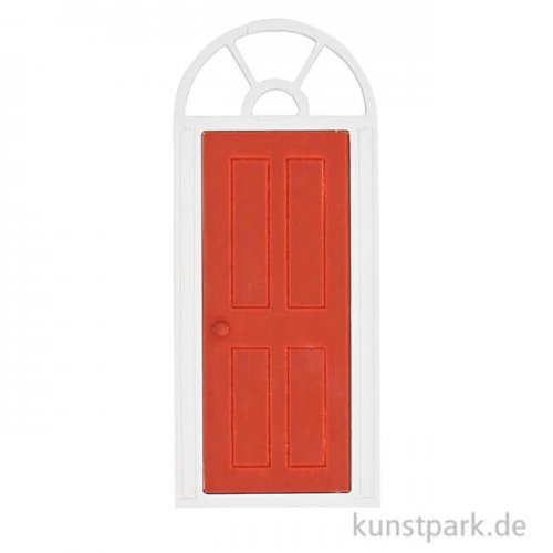 Miniatur Tür mit Bogen, Rot-Weiß, 10 x 23,8 cm