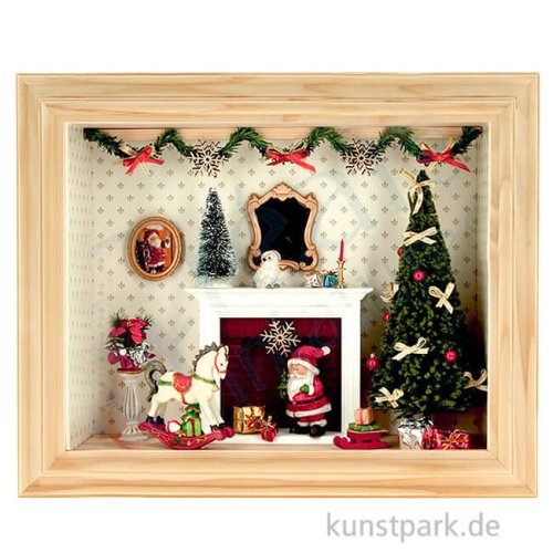 Miniatur Weihnachten - Deko Rahmen, 30 x 24 x 10 cm