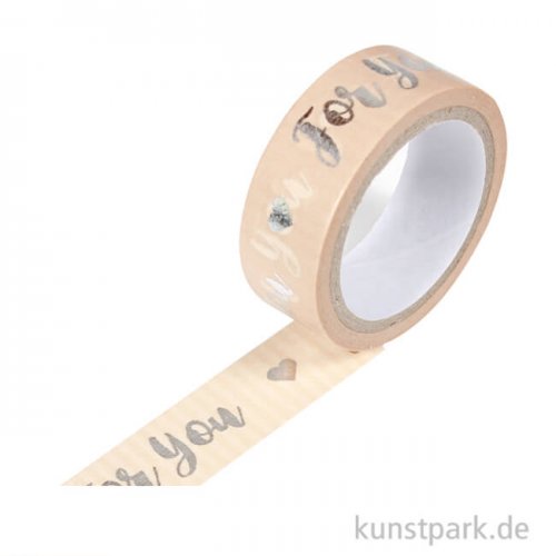 Motiv-Klebeband Washi-Tape Hotfoil Silber For You, 15 mm, 5 m Rolle