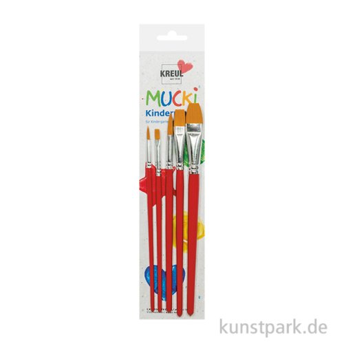 MUCKI Kreativpinsel für Schule + Hobby, 5er Set