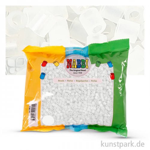 NABBI Bügelperlen - 6000 Stück, 5x5 mm 2,5 mm | Transparent Weiß