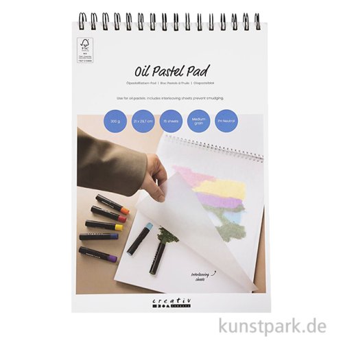 Ölpastell Block, Weiß, 300g, 15 Blatt, A4, 210 x 297 mm