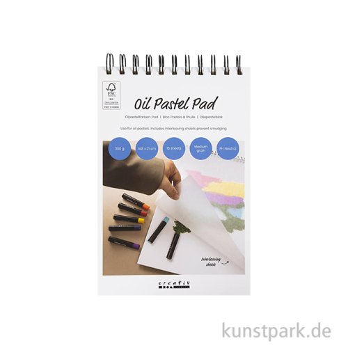 Ölpastell Block, Weiß, 300g, 15 Blatt, A5, 148 x 210 mm
