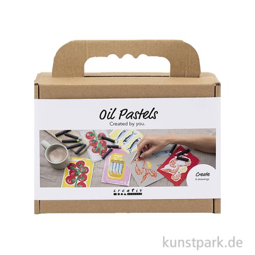 Ölpastell Set mit 8 Karten zum Ausmalen
