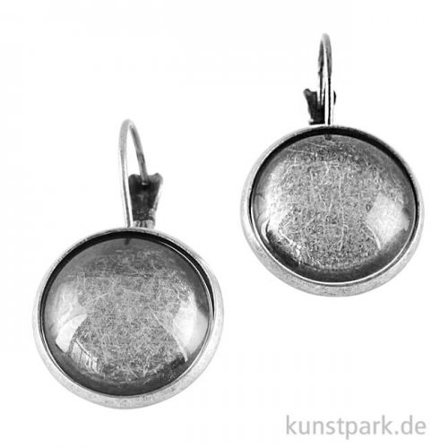 Ohrring Vintage Collection - Rund, Durchmesser 1,7cm mit Cabochon Altsilber