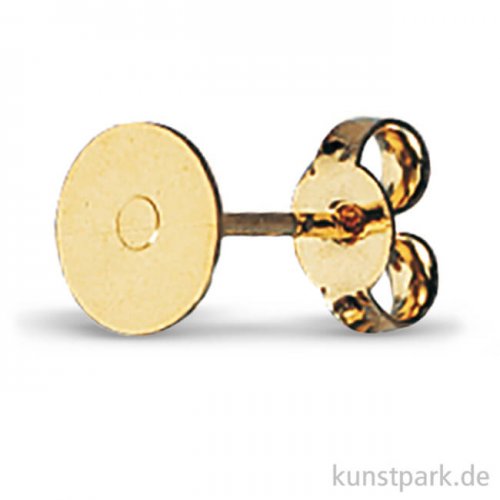 Ohrstecker mit Platine, 6 mm, 4 Stück Gold