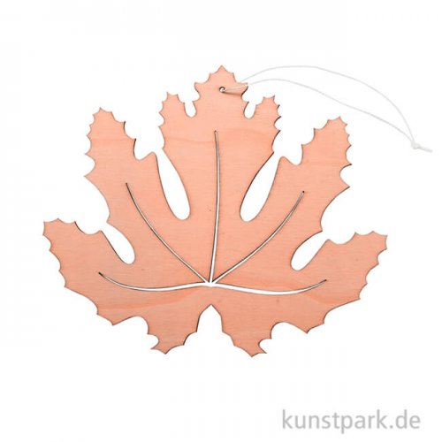 Oranges Ahornblatt aus Holz mit Hänger, Breite 15 cm