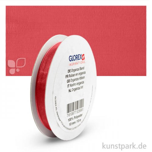 Organza-Band - 10 mm Breite - 10 m Länge Einzelfarbe | Rot
