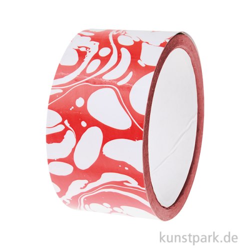 Paketklebeband - Marmoriert, Rot Weiß, 5 cm x 33 Meter