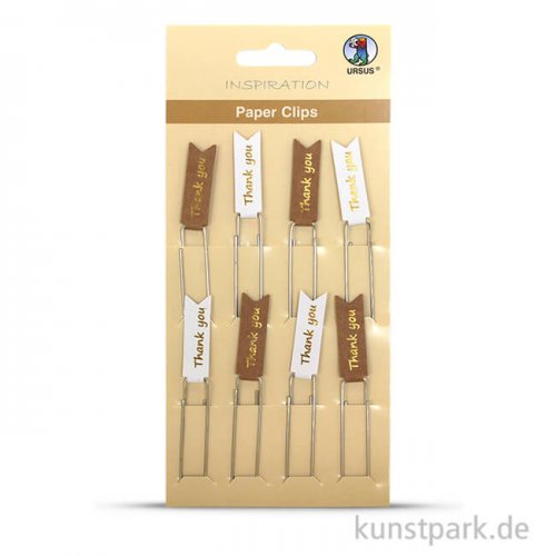 Paper Clips - Thank you, 8 Stück sortiert Gold