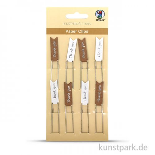 Paper Clips - Thank you, 8 Stück sortiert Silber