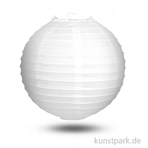 Papierlampion mit Metallgestell, Durchmesser 40 cm - weiß