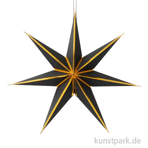 Papierstern zum Aufhängen, Schwarz Gold, Durchmesser 45 cm