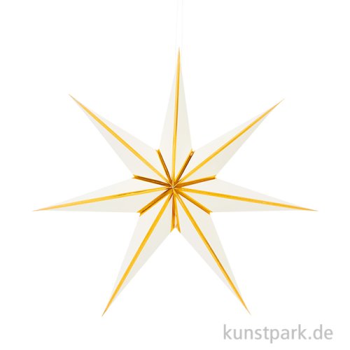 Papierstern zum Aufhängen, Weiß Gold, Durchmesser 45 cm