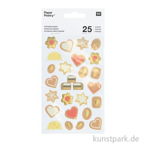 Papiersticker - Cookies, Plätzchen, 3 Bögen