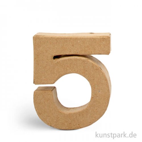 Pappmaché-Zahlen - handgearbeitet, Höhe 10 cm, Dicke 2 cm Einzeln | 5