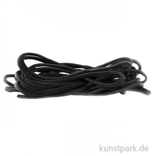 Paracord Schnur - hoch reißfest aus Nylon, 2 x 4 mm, 5 Meter 5 m | Schwarz