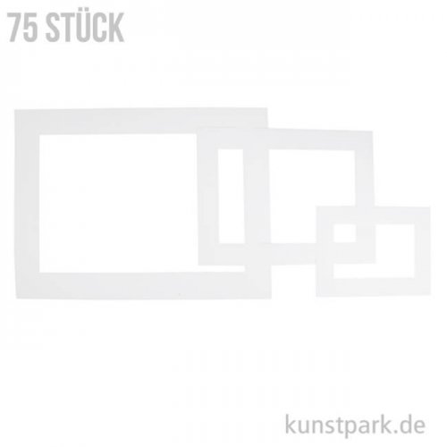 Passepartout-Rahmen - Weiß, 0,4 mm, 270 g, 75 Stück sortiert