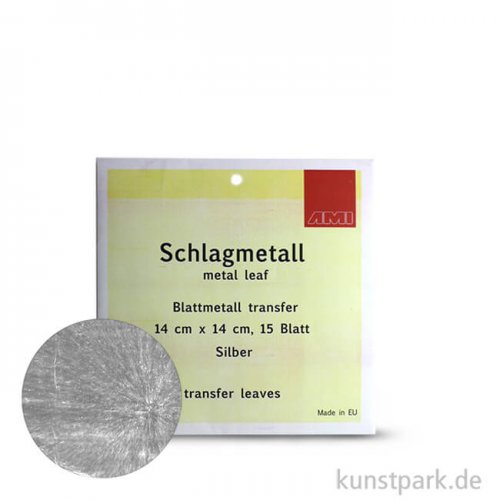 Passione Schlagmetall 14 x 14 cm | Silber - 15 Blatt, transfer