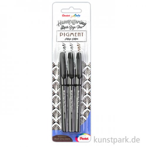 PENTEL Arts Brush Sign Pen - Pigment, 3er Set