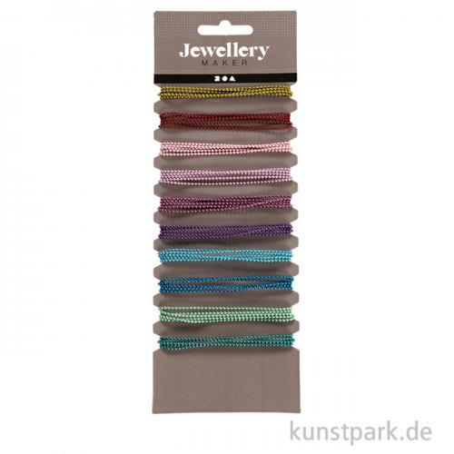 Perlenketten mit Metallösen, Sortierte Farben, 1,5 mm, 10 x 80 cm
